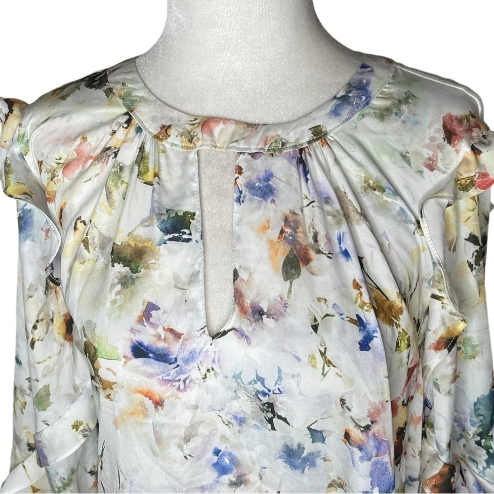 Anthropologie Dolan Floral Long Ruffle Sleeve Blouse Size Medium - Picture 7 of 15